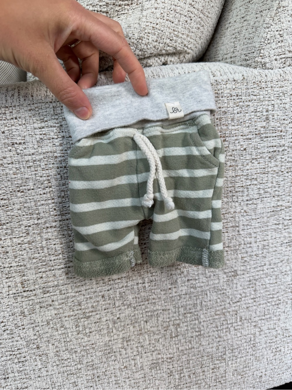 Lulu + Roo Baby Olive Green Stripe Shorts with Drawstring